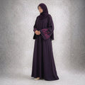 Royal Plum – Deep Purple Floral Embroidered Abaya