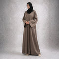 Taupe Radiance – Earthy Grey-Brown Embroidered Abaya