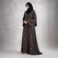 Layali Elegance Abaya – Brown Embroidered Premium Abaya